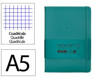 Cuaderno con gomilla antartik notes tapa dura a5 hojas cuadricula verde aguamarina 100 hojas 80 gr