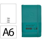 Cuaderno con gomilla Antartik notes tapa dura A6 hojas lisas verde aguamarina 100 hojas 80 g