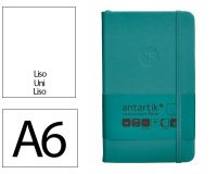 Cuaderno con gomilla Antartik notes tapa dura A6 hojas lisas verde aguamarina 100 hojas 80 g