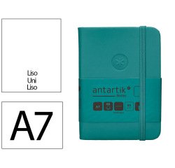 Cuaderno con gomilla antartik notes tapa dura a7 hojas lisas verde aguamarina 80 hojas 80 gr fsc