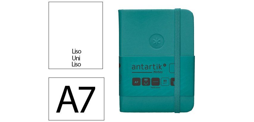 Cuaderno con gomilla Antartik notes tapa dura A7 hojas lisas verde aguamarina 80 hojas 80 g