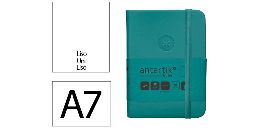 Cuaderno con gomilla Antartik notes tapa dura A7 hojas lisas verde aguamarina 80 hojas 80 g