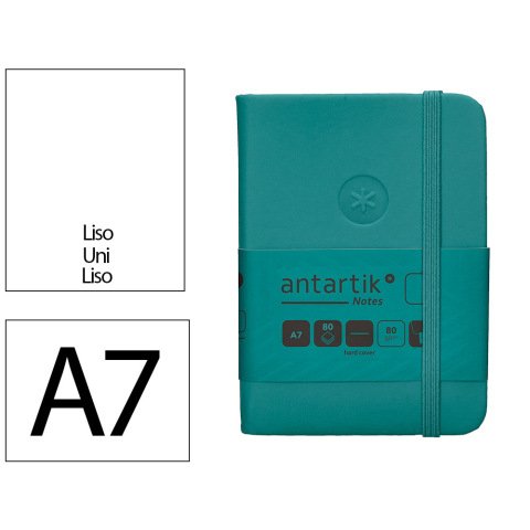Cuaderno con gomilla Antartik notes tapa dura A7 hojas lisas verde aguamarina 80 hojas 80 g