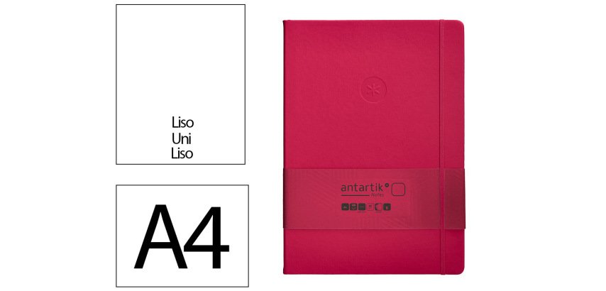Cuaderno con gomilla Antartik notes tapa dura A4 hojas lisas burdeos 100 hojas 80 g