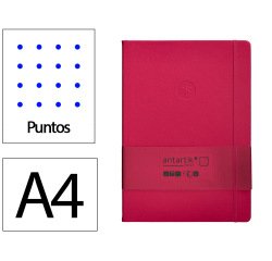 Cuaderno con gomilla Antartik notes tapa dura A4 hojas puntos burdeos 100 hojas 80 g