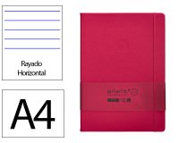 Cuaderno con gomilla Antartik notes tapa dura A4 hojas rayas burdeos 100 hojas 80 g
