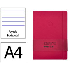 Cuaderno con gomilla Antartik notes tapa dura A4 hojas rayas burdeos 100 hojas 80 g