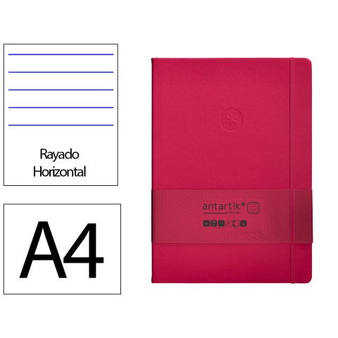 Cuaderno con gomilla Antartik notes tapa dura A4 hojas rayas burdeos 100 hojas 80 g