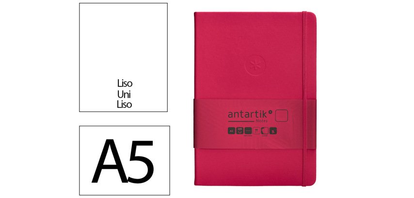 Cuaderno con gomilla Antartik notes tapa dura  A5 hojas lisas burdeos 100 hojas 80 g