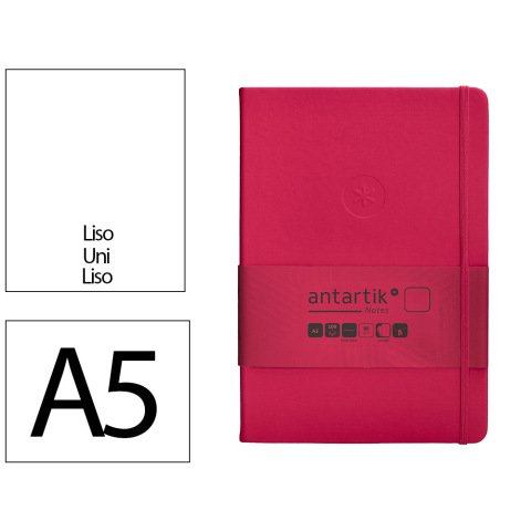 Cuaderno con gomilla Antartik notes tapa dura A5 hojas lisas burdeos 100 hojas 80 g