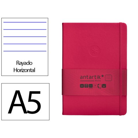 Cuaderno con gomilla Antartik notes tapa dura A5 hojas rayas burdeos 100 hojas 80 g