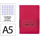 Cuaderno con gomilla Antartik notes tapa dura A5 hojas cuadricula burdeos 100 hojas 80 g