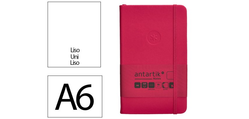 Cuaderno con gomilla Antartik notes tapa dura A6 hojas lisas burdeos 100 hojas 80 g