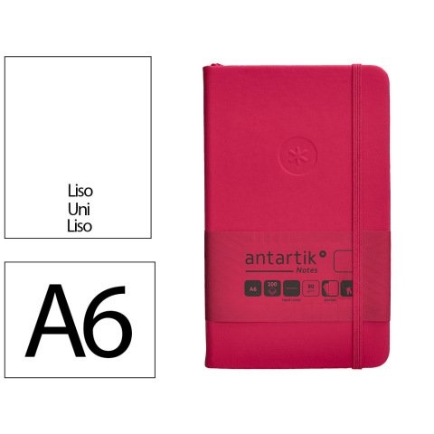 Cuaderno con gomilla Antartik notes tapa dura A6 hojas lisas burdeos 100 hojas 80 g