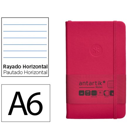 Cuaderno con gomilla antartik notes tapa dura a6 hojas rayas burdeos 100 hojas 80 gr fsc