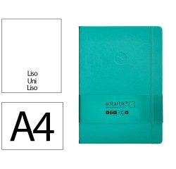 Cuaderno con gomilla antartik notes tapa dura a4 hojas lisas turquesa 100 hojas 80 gr fsc