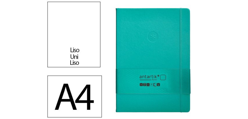 Cuaderno con gomilla Antartik notes tapa dura A4 hojas lisas turquesa 100 hojas 80 g