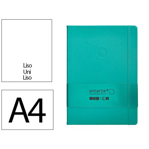 Cuaderno con gomilla Antartik notes tapa dura A4 hojas lisas turquesa 100 hojas 80 g