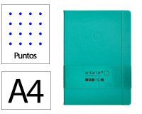 Cuaderno con gomilla Antartik notes tapa dura A4 hojas puntos turquesa 100 hojas 80 g.