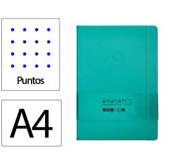 Cuaderno con gomilla Antartik notes tapa dura A4 hojas puntos turquesa 100 hojas 80 g.