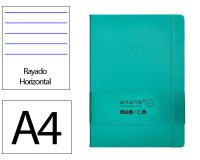 Cuaderno con gomilla Antartik notes tapa dura A4 hojas rayas turquesa 100 hojas 80 g