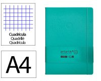 Cuaderno con gomilla Antartik notes tapa dura A4 hojas cuadricula turquesa 100 hojas 80 g
