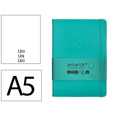 Cuaderno con gomilla Antartik notes tapa dura A5 hojas lisas turquesa 100 hojas 80 g