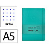 Cuaderno con gomilla antartik notes tapa dura a5 hojas puntos turquesa 100 hojas 80 gr fsc