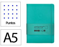 Cuaderno con gomilla Antartik notes tapa dura A5 hojas puntos turquesa 100 hojas 80 g
