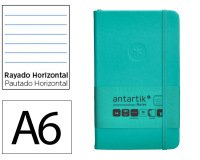 Cuaderno con gomilla Antartik notes tapa dura A6 hojas rayas turquesa 100 hojas 80 g