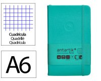 Cuaderno con gomilla Antartik notes tapa dura A6 hojas cuadricula turquesa 100 hojas 80 g