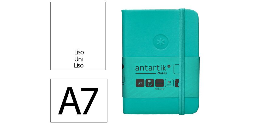 Cuaderno con gomilla Antartik notes tapa dura A7 hojas lisas turquesa 80 hojas 80 g