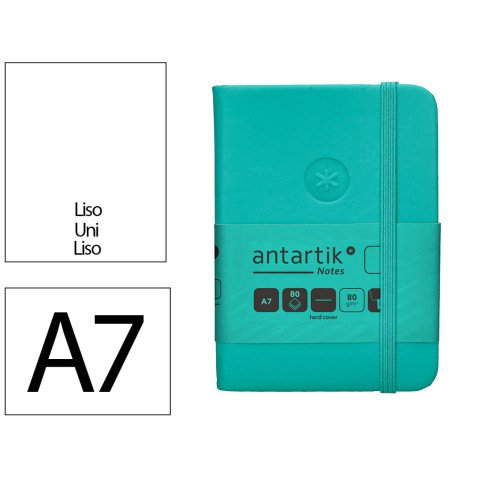 Cuaderno con gomilla antartik notes tapa dura a7 hojas lisas turquesa 80 hojas 80 gr fsc