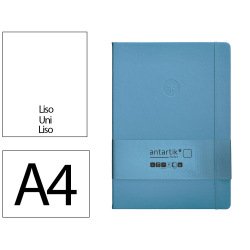 Cuaderno con gomilla antartik notes tapa dura a4 hojas lisas azul claro 100 hojas 80 gr fsc
