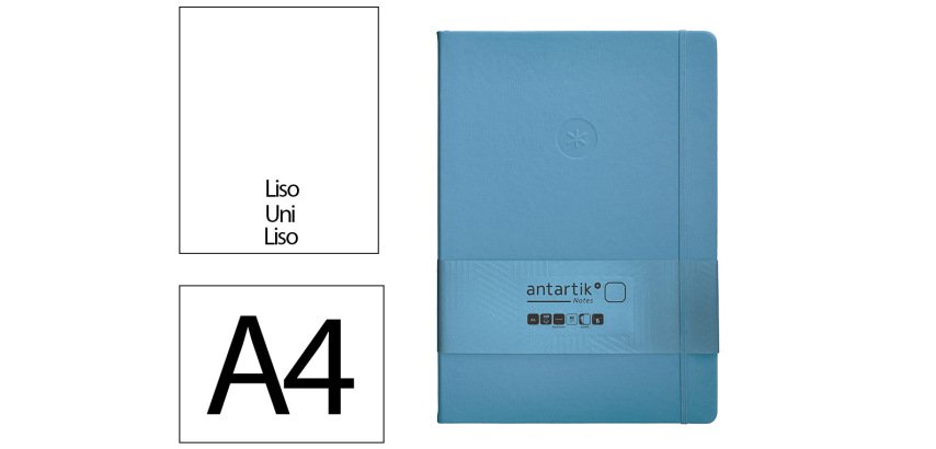 Cuaderno con gomilla Antartik notes tapa dura A4 hojas lisas azul claro 100 hojas 80 g
