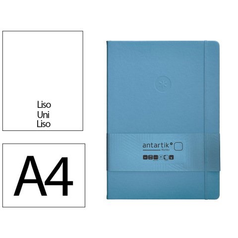 Cuaderno con gomilla Antartik notes tapa dura A4 hojas lisas azul claro 100 hojas 80 g