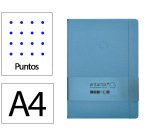 Cuaderno con gomilla Antartik notes tapa dura A4 hojas puntos azul claro 100 hojas 80 g