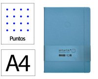 Cuaderno con gomilla Antartik notes tapa dura A4 hojas puntos azul claro 100 hojas 80 g