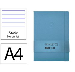 Cuaderno con gomilla Antartik notes tapa dura A4 hojas rayas azul claro 100 hojas 80 g