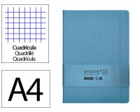 Cuaderno con gomilla Antartik notes tapa dura A4 hojas cuadricula azul claro 100 hojas 80 h