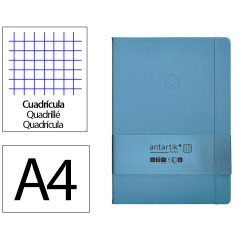 Cuaderno con gomilla Antartik notes tapa dura A4 hojas cuadricula azul claro 100 hojas 80 h