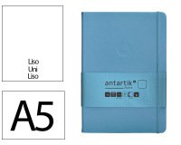 Cuaderno con gomilla Antartik notes tapa dura A5 hojas lisas azul claro 100 hojas 80 g
