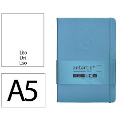 Cuaderno con gomilla antartik notes tapa dura a5 hojas lisas azul claro 100 hojas 80 gr fsc