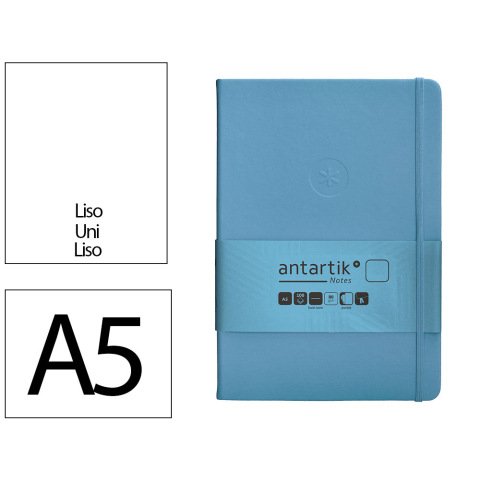 Cuaderno con gomilla Antartik notes tapa dura A5 hojas lisas azul claro 100 hojas 80 g