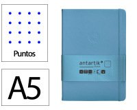Cuaderno con gomilla Antartik notes tapa dura A5 hojas puntos azul claro 100 hojas 80 g