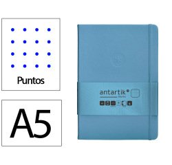 Cuaderno con gomilla Antartik notes tapa dura A5 hojas puntos azul claro 100 hojas 80 g