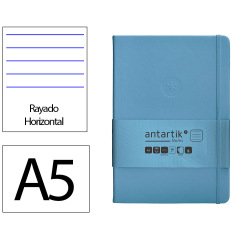 Cuaderno con gomilla Antartik notes tapa dura A5 hojas rayas azul claro 100 hojas 80 g
