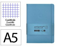 Cuaderno con gomilla Antartik notes tapa dura A5 hojas cuadricula azul claro 100 hojas 80 g