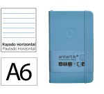 Cuaderno con gomilla Antartik notes tapa dura A6 hojas rayas azul claro 100 hojas 80 g
