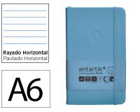 Cuaderno con gomilla Antartik notes tapa dura A6 hojas rayas azul claro 100 hojas 80 g